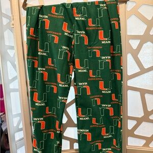 Green Miami Hurricanes fleece pants kids 10/12